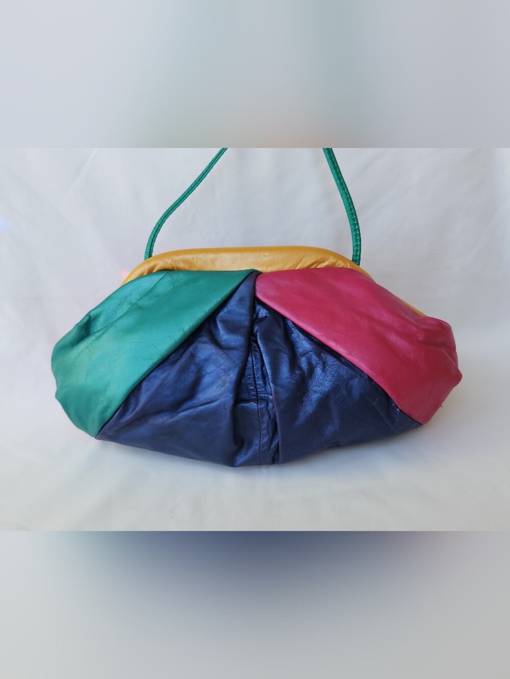 Vintage 80s Samir Colorblock Leather Convertible Pouch Crossbody Clutch Bag